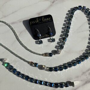 Park Lane, 4 piece cubed crystal suite magnetic clasps.